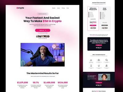 Crypto Mastermind Landing Page branding cryptocurrency landing page minimal ui ui design ux design webdesign