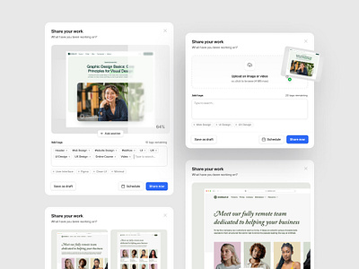 Share your work modals — Untitled UI date picker figma figma ui kit file share file upload fileshare modal modals product design schedule tags ui design upload user interface user interface design