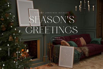 SEASON'S GREETINGS Christmas Mockups christmas frame cozy home cozy winter festive festive mockup frame mockup holiday holiday mockup interior mockup poster poster mockup winter mockup xmas xmas mockup