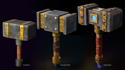 Hammers - Game Prop 3d 3d modeling 3d sculpting blender game art game assets game props hammer low poly rendering texturing thor zbrush