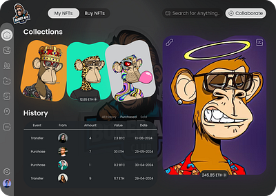 Bored Ape Club NFT Concept Landing Page ui