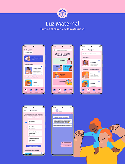 Luz Maternal. Mobile app for mothers. product design ui ux design visual design