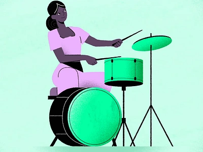 Drummer Animation 2danimation adobe illustrator animation beat character design design drummer girl illustration motion graphics music pulse tempo vector