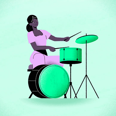 Drummer Animation 2danimation adobe illustrator animation beat character design design drummer girl illustration motion graphics music pulse tempo vector