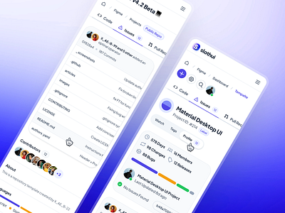 slothUI - World's Laziest Design System - Repository Mobile UI avatar ui clean code repository design system gradient ios app minimal mobile mobile app mobile ui modern purple repository repository app repository ui slothui soft table ui ui ui kit