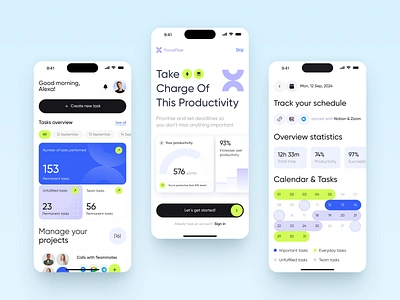 FocusFlow - SaaS Mobile App android app app design application design interface ios mobile mobile app mobile app design platform product product design saas service startup ui uiux ux