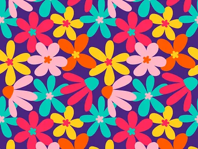 Flower Power abstract pattern botanical pattern bright design digital pattern drawing challenge female illustrator floral pattern flower pattern hand drawn illustration procreate repeating pattern surface design vibrant