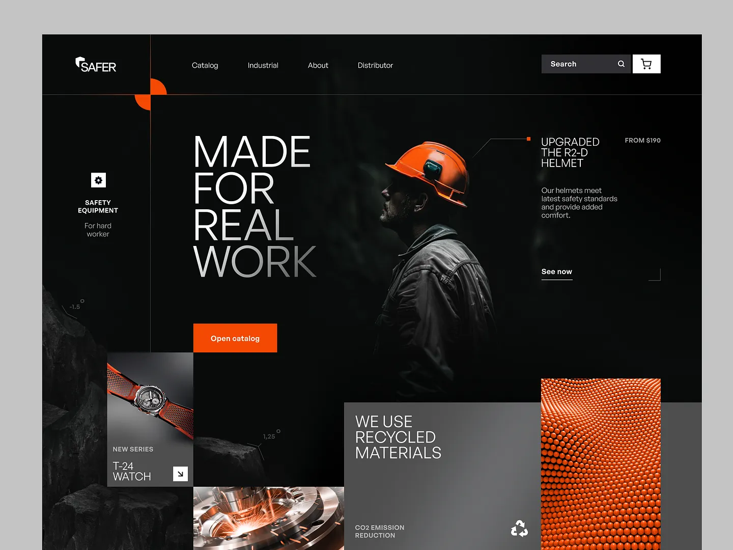 Innovative Grid Layout for Safety Equipment Websites