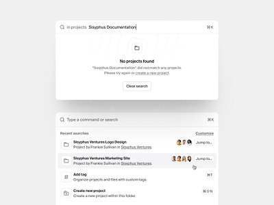 Command+K search menu — Untitled UI cmd k cmdk command k commandk empty state figma figma ui kit product design quick search recent searches search bar search empty state search menu searchbar ui design user interface