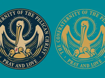 Confraternity of The Pelican Christ Badge arkansas badge bird catholic charity christian church flat hunter oden illustration pelican prayer unboundcollective