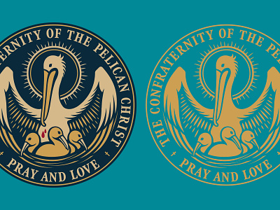 Confraternity of The Pelican Christ Badge arkansas badge bird catholic charity christian church flat hunter oden illustration pelican prayer unboundcollective