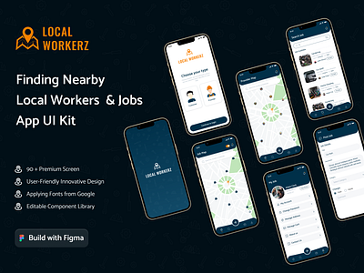 Job Workerz - Job Portal App UI Design branding find job job portal local worker logo mobile app more job find near by job recruiter ui work