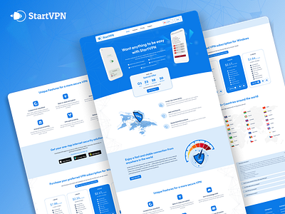 StartVPN - Landing page UI branding landing page ui uiux user interface ux design vpn vpn website web ui website