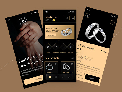 Jewelry Shop Mobile App UI Design android app app design application branding design graphic design ios jewellary logo mobile mobile app ui ui design ui ux