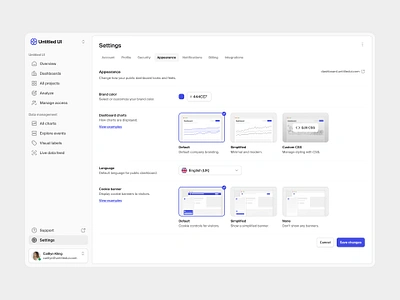 Appearance settings — Untitled UI form nav nav menu navigation preferences product design settings settings page sidenav tabs ui design user interface