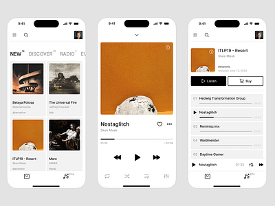 Music app design concept app appdesign design minimalism music typography ui