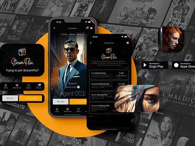 StreamFlix - Video Streaming Portal Template flutterflow flutterflow templates mobile mobile app movie netflix video streaming