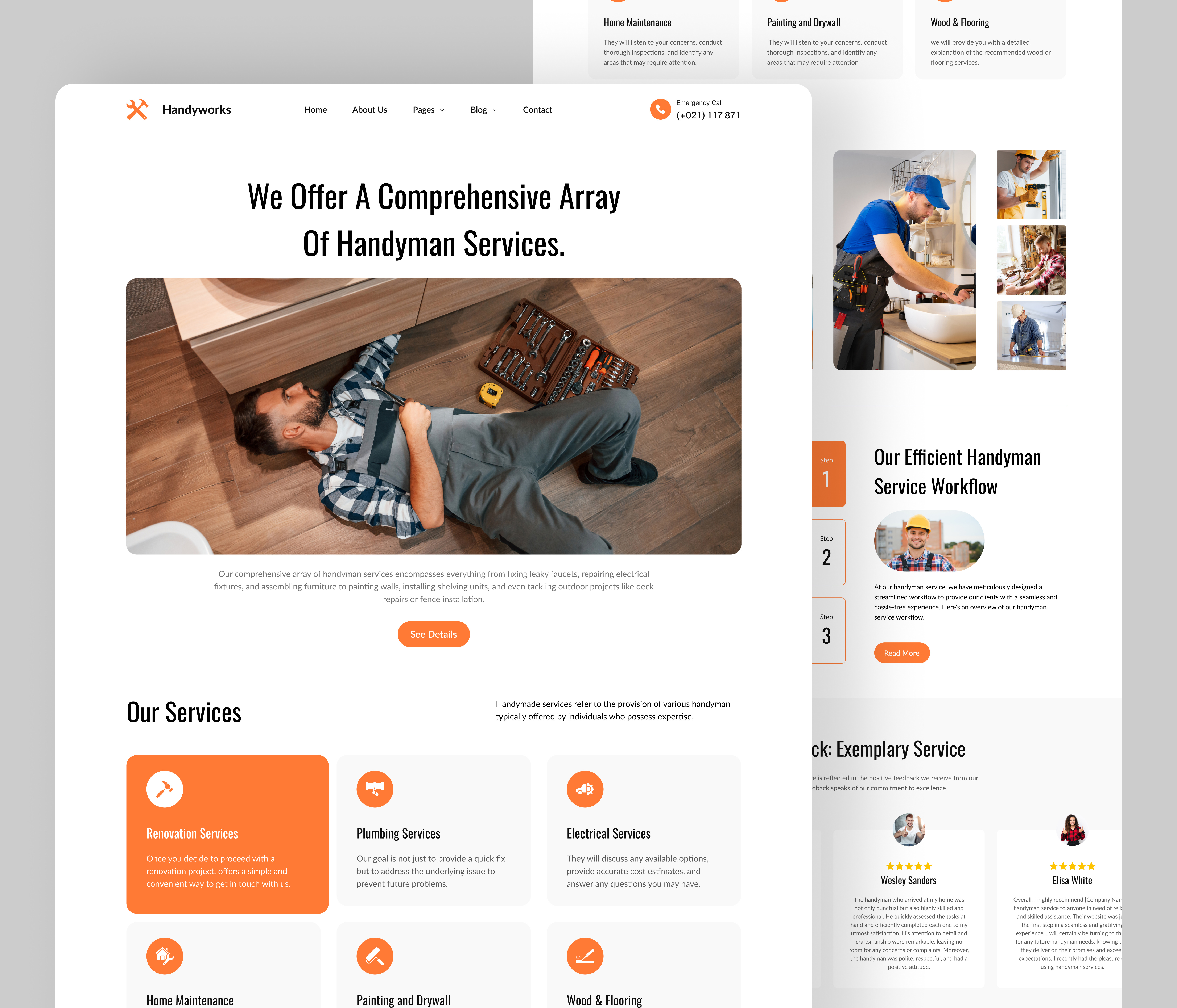 HandyWorks | Design for handymen services agency booking branding carpenter construction website design electrician website handyman handyman website home service landing page landingpage painting plumbing plumbing website roofing landing page service web design webdesign website website design