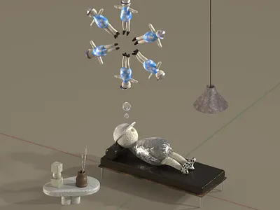 Wrapped in sleep, I slipped back into the realm of make-believe. 3d 3ddesign branding character furniture graphic design illustration