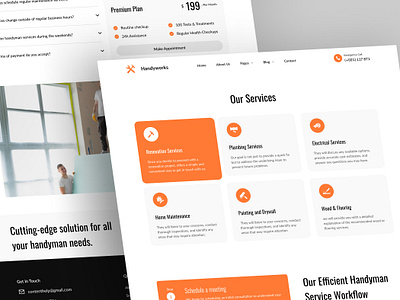 HandyWorks | Service Page agency branding company creative agency design design agency interface landing page minimal our services product design service service page services section ui ux web web agency web design website