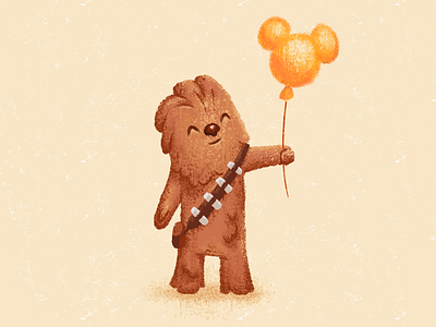 A day in the park 2d 2d illustration chewbacca crayon disney disneyland disneyworld illustration painting park star wars wookiee