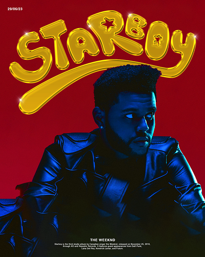 The Weeknd Starboy Album Cover Design 3d 3d lettering 3d typography graphic design poster design rapper singer starboy the weeknd typography