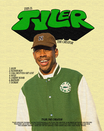 Tyler, The Creator Poster Design album cover design graphic design igor lettering poster design rapper singer tyler tyler the creator typography