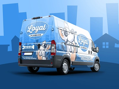 LOYAL PLUMBING VEHICLE VAN WRAP DESIGN bold branding cartoon cleaning home service hvac identity illustration logo mascot mockup plumbing truck wrap van wrap vehicle vehicle wrap