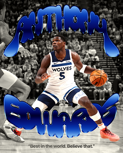NBA Player Anthony Edwards Poster Design 3d typography anthony anthony edwards basketball graphic design lettering nba poster poster design typography