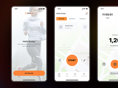 Design Concept for AI-Powered Running App app app design interface design maps design mobile mobile app product design running sports app ui uidesign user experience user interface ux uxdesign