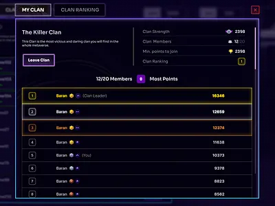 My Clan info || Game UI Design design figma gamefi product design ui ux web3