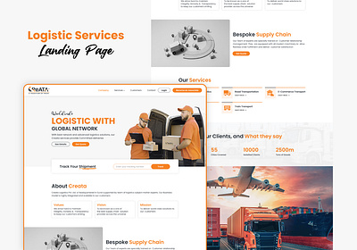 Creata Logistic Landing Page Design branding graphic design landing page design ui uiux design web development website design