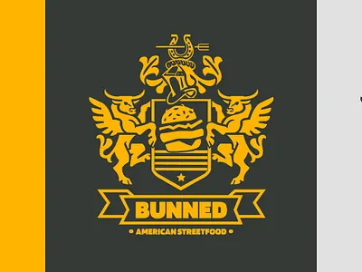 Bunned American Streetfood Logo america branding burger coat of arms graphic design logo streetfood