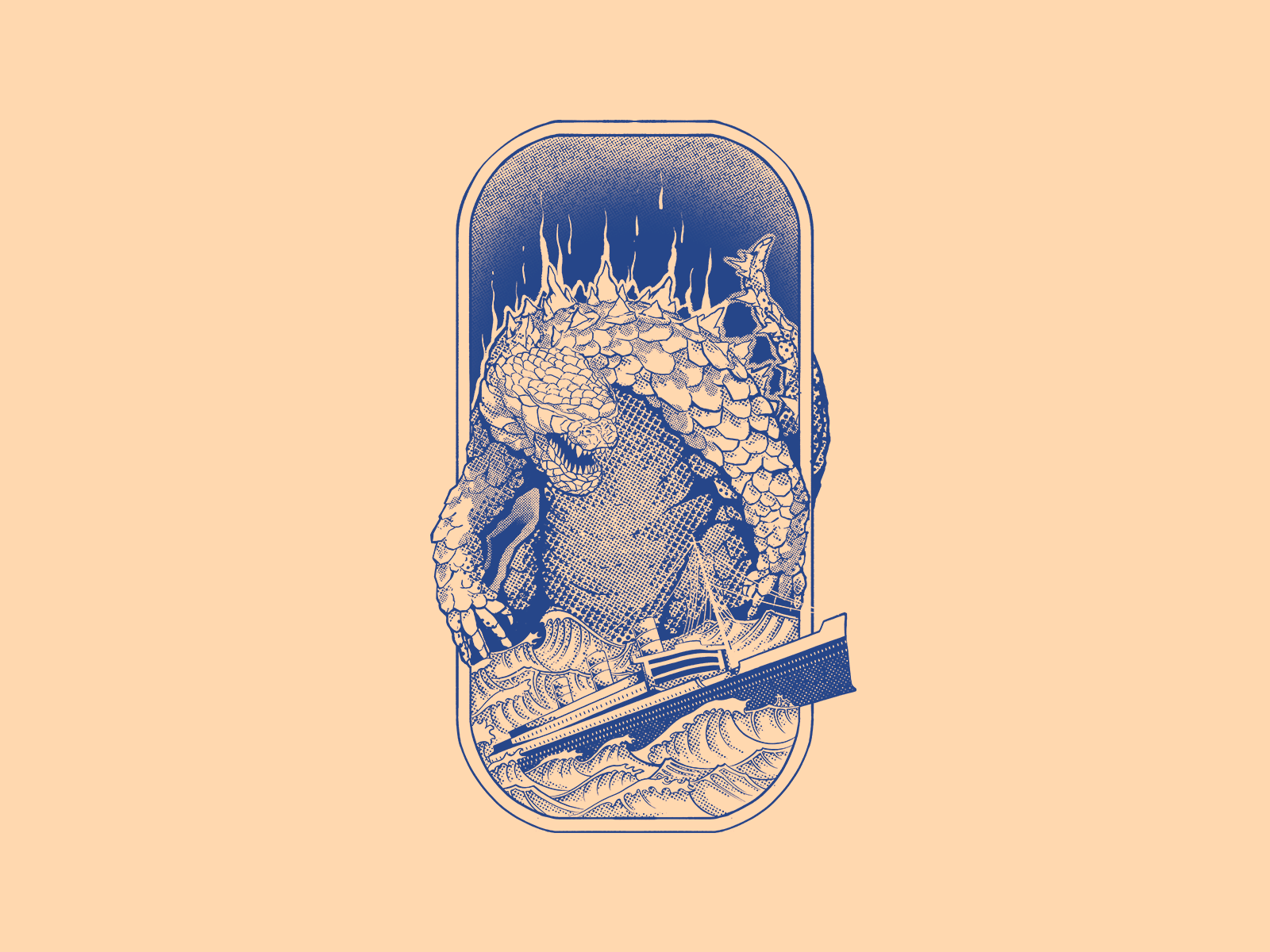 Godzilla branding godzilla illustration lineart merch nature retro single color stamp sticker tattoo texture tshirt vintage