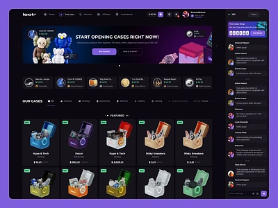 LootGG - Open Case Online Project betting blockchain box case openin cases casino chest crypto dashboard gambling game gaming igaming illustration items online casino open case unboxing