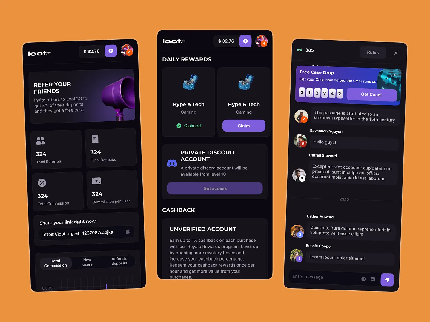 Affiliate Website Design: LootGG Mobile Interface