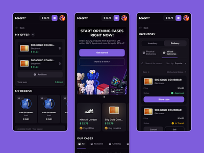 LootGG - Open Case Website | Mobile betting blockchain box case cases cases opening casino chest crypto gambling game gaming igaming illustration inventory mobile offer open case order unboxing