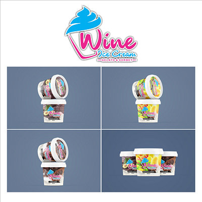 Wine Ice Cream Logo & Cup Design branding graphic design logo