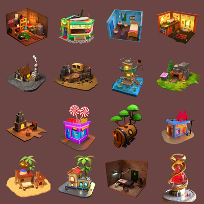 20 High quality isometric Game ready 3D Rooms and scenes 3d 3d pack 3dart 3drender art asset blender design epic fbx free gameart gameasset graphic design isometric maya motion graphics steam unity unreal