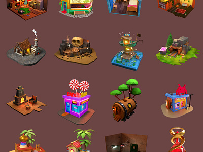 20 High quality isometric Game ready 3D Rooms and scenes 3d 3d pack 3dart 3drender art asset blender design epic fbx free gameart gameasset graphic design isometric maya motion graphics steam unity unreal