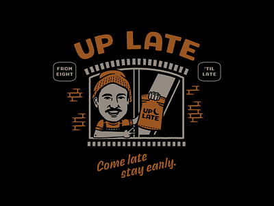 Up Late branding design food graphic design illustration late moon night up late vintage