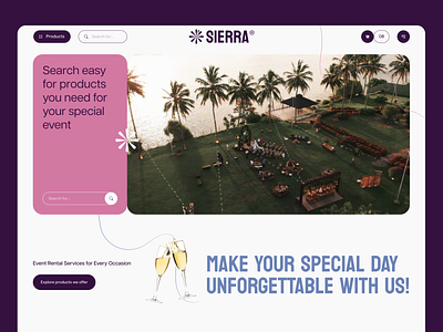 SIERRA - party rentals website concept concept design ecommerce landingpage promo ui ux website wedding