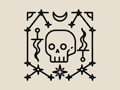 Skull&Stars constellation dagger graphic design icon illustration knife line logo moon skull star ui