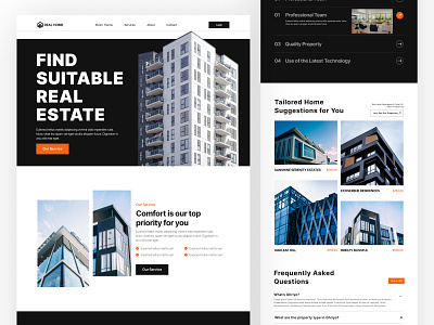 Real Estate Agency Landing Page black theme dark theme landing page modern design real estate real estate 2024 uiux2024