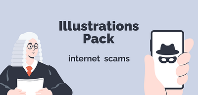 Illustrations Pack about internet scams art cyber threats deception figma fraud fraudster illustration internet money pack phishing scams security