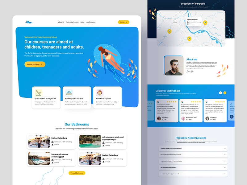 Swimming School Website Version - 2 best of 2024 clean website deign creative swimming web design freelance websit design modern swimming website design popular design 2024 school landing page school website swimming swimming landing page swimming platform swimming school swimming website design uiroll uiux design website design complete