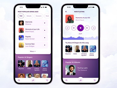 AI Singers Music App ai app ios mobile music singer ui