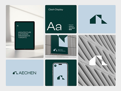 Aechen Architecture Group Visual Identity architect architecture blue brand branding building dallas design designer freelance geometric graphic design green icon identity logo mark typography vector visual