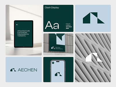 Aechen Architecture Group Visual Identity architect architecture blue brand branding building dallas design designer freelance geometric graphic design green icon identity logo mark typography vector visual