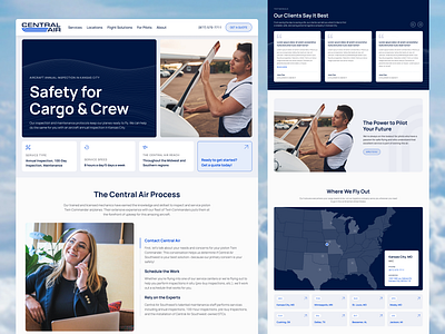 Central Air - Web Design air airplane aviation blue call to action clouds home page homepage logistics modern plane sans serif ui user experience ux ux ui web web design website website design